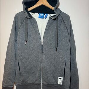 Adidas Men's Gray Quilted Hoodie Sweater